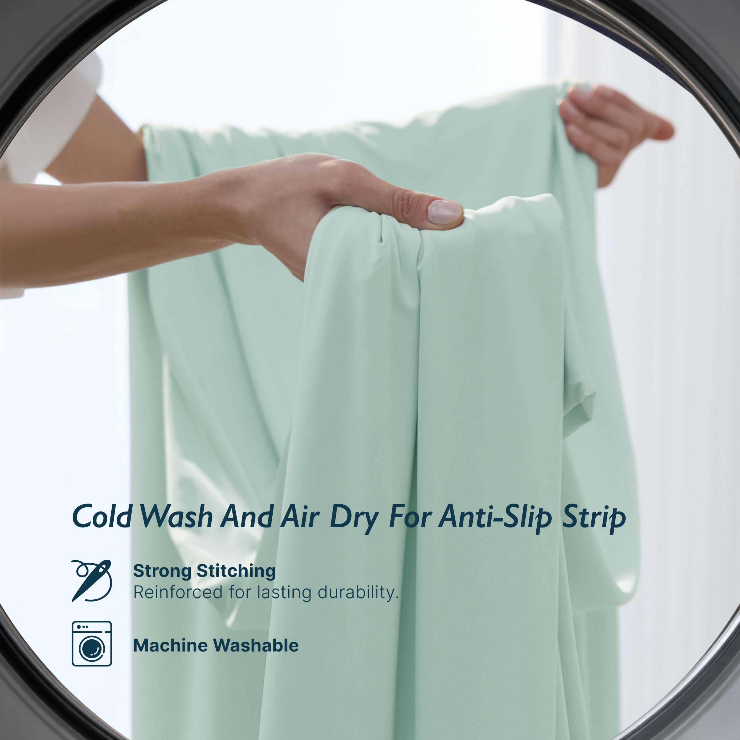 Breescape mint green cooling sheet set: anti-slip strip, machine washable, strong stitching for hot sleepers.