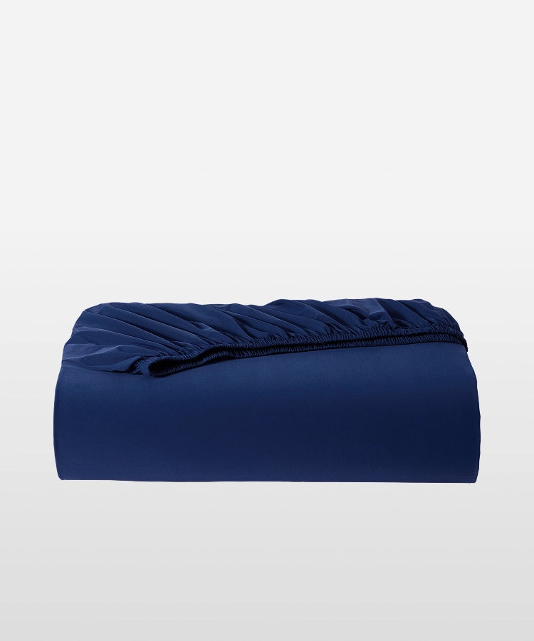 Breescape navy blue cooling fitted sheet, instantly cool and breathable.