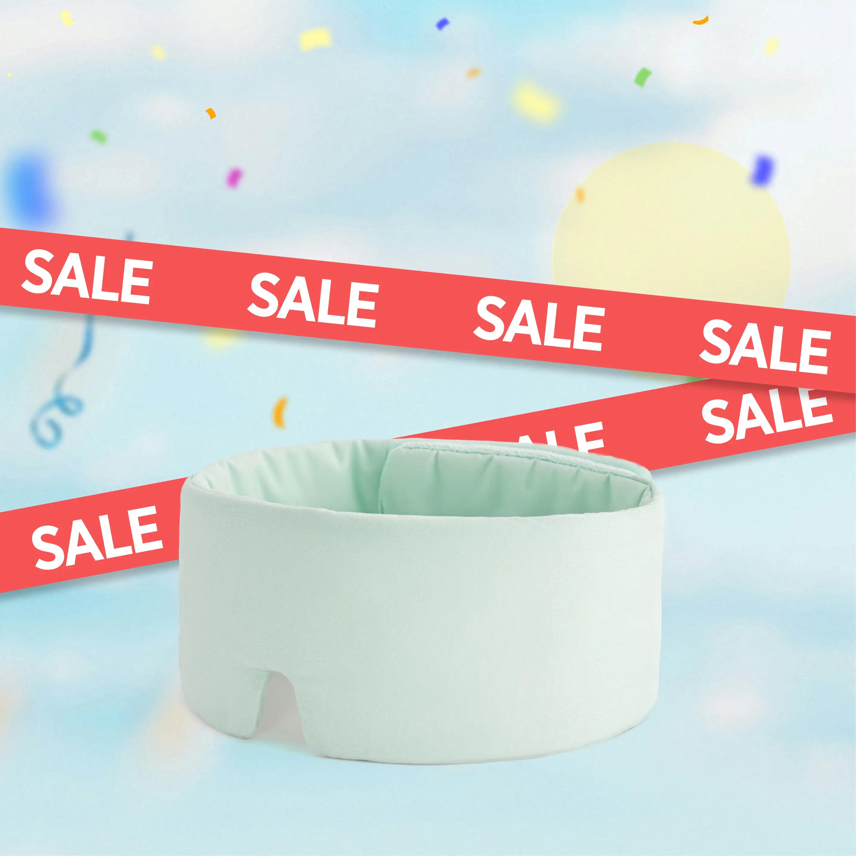 Light green baby headband with 'SALE' banners on a colorful background #color_mint-green