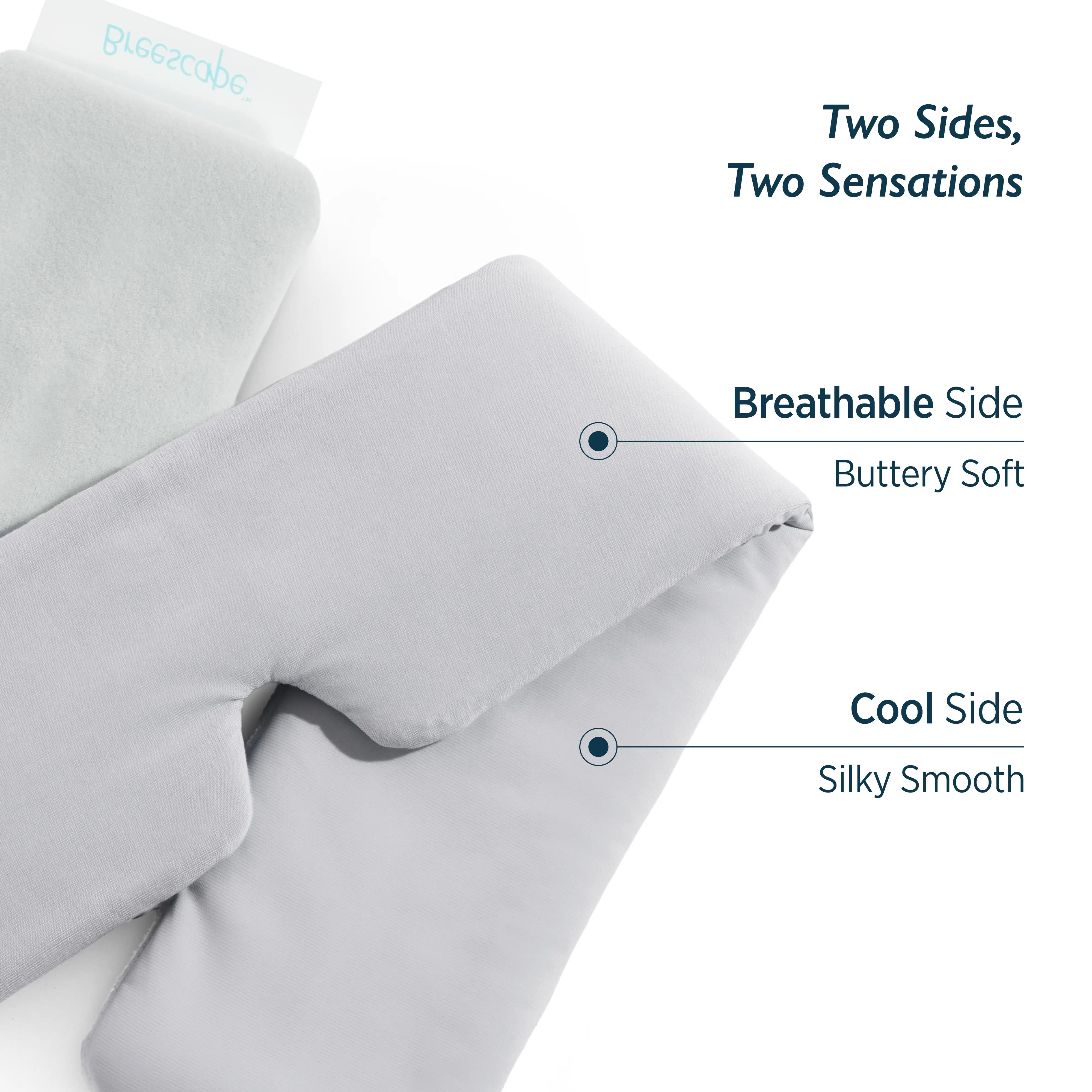 Breescape misty grey cooling eye mask with dual sides: buttery soft breathable & silky smooth cool.