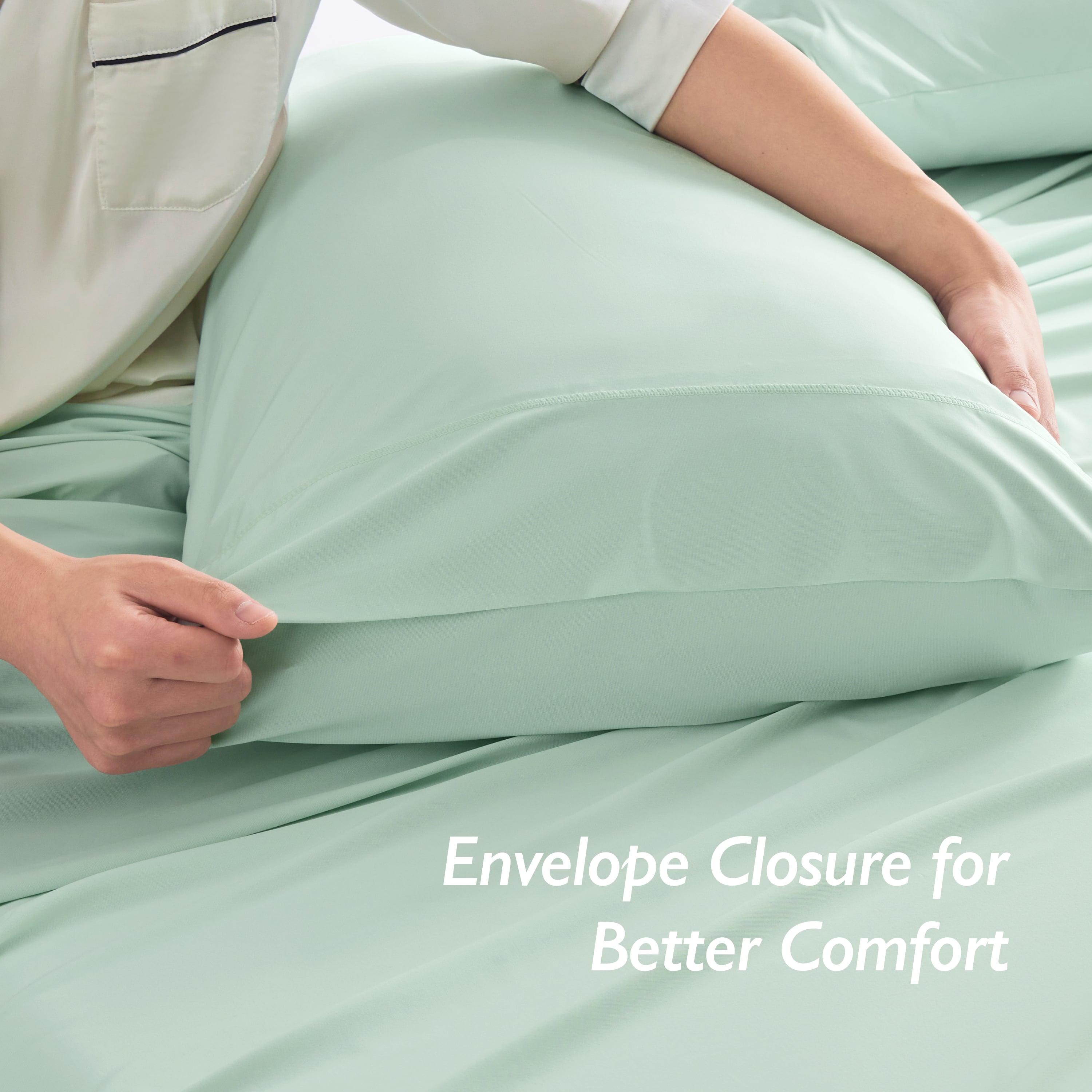 Ashley Graham Recommends Breescape Cooling Pillowcase #color_mint-green