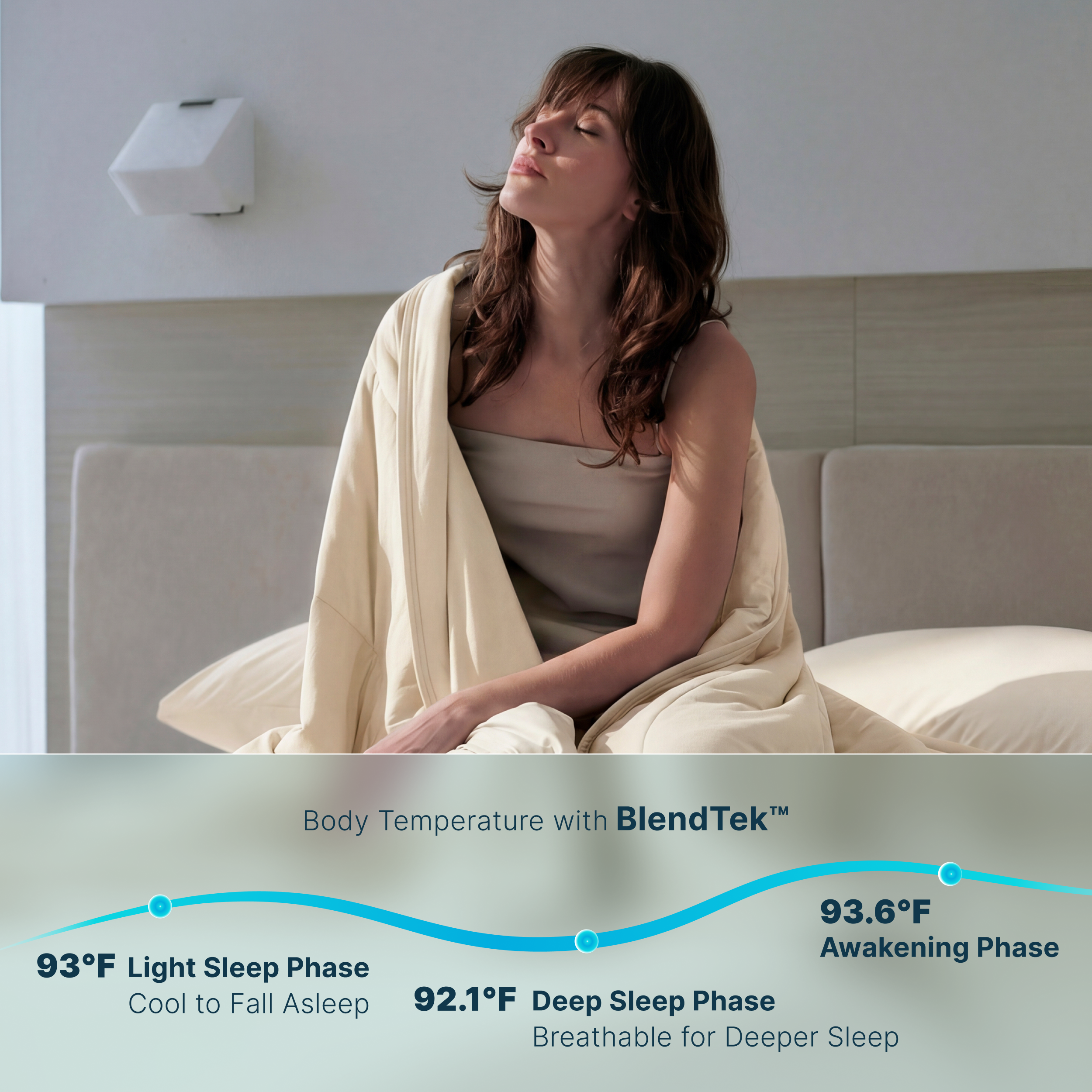 Breescape ivory cooling comforter blanket with BlendTek™ temperature balance.