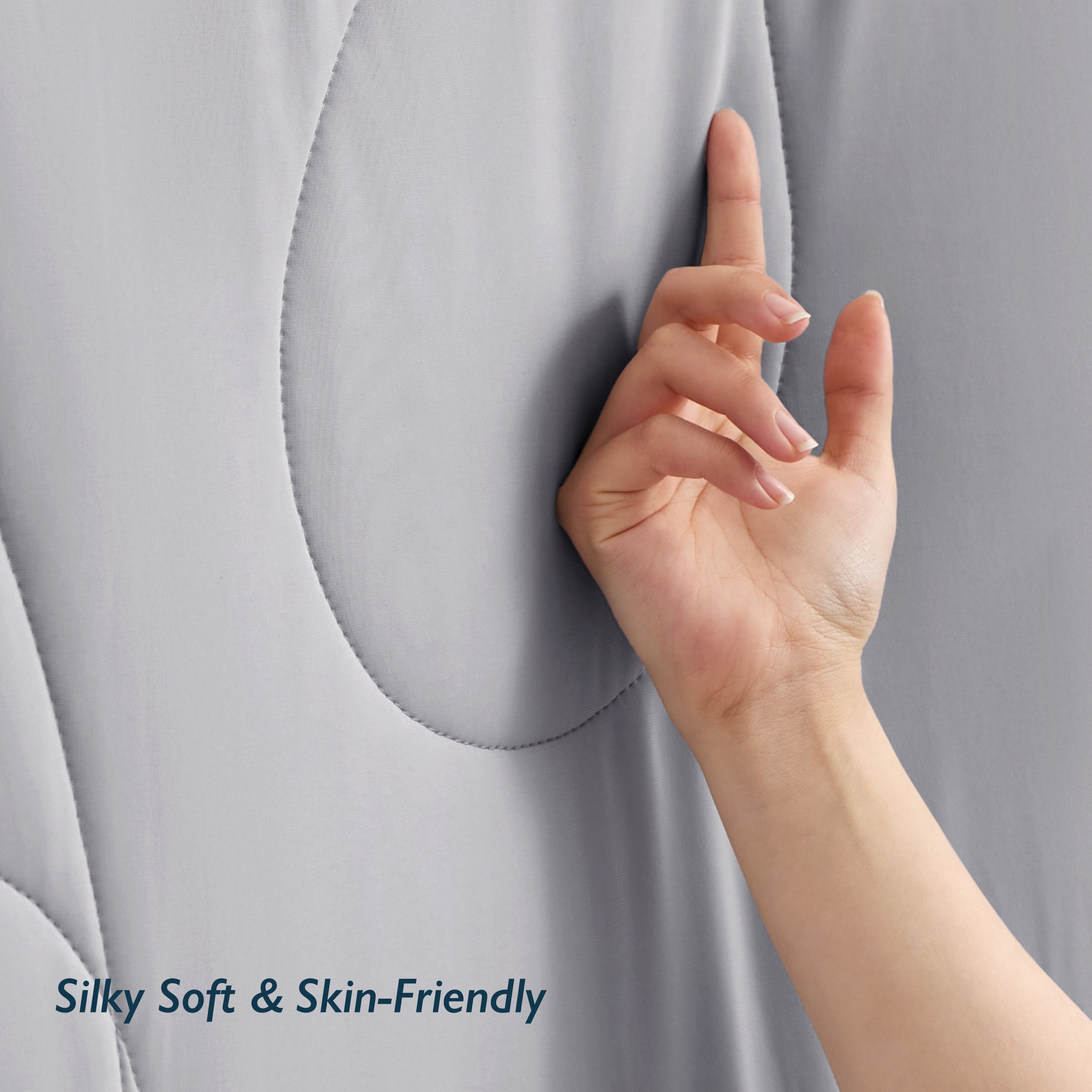 Misty grey Breescape cooling comforter, silky soft fabric for hot sleepers