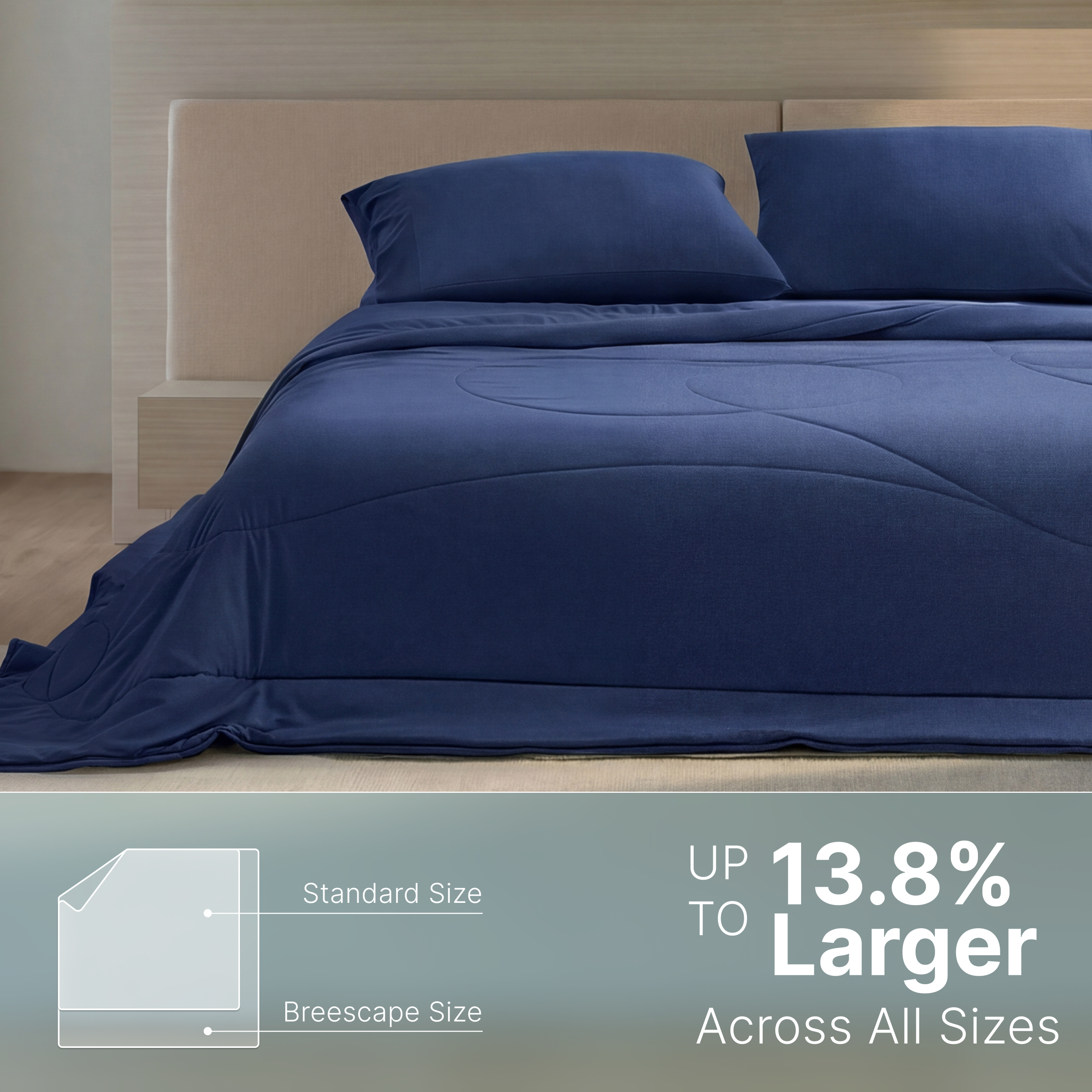 Breescape twilight blue cooling comforter blanket, 13.8% larger than standard.