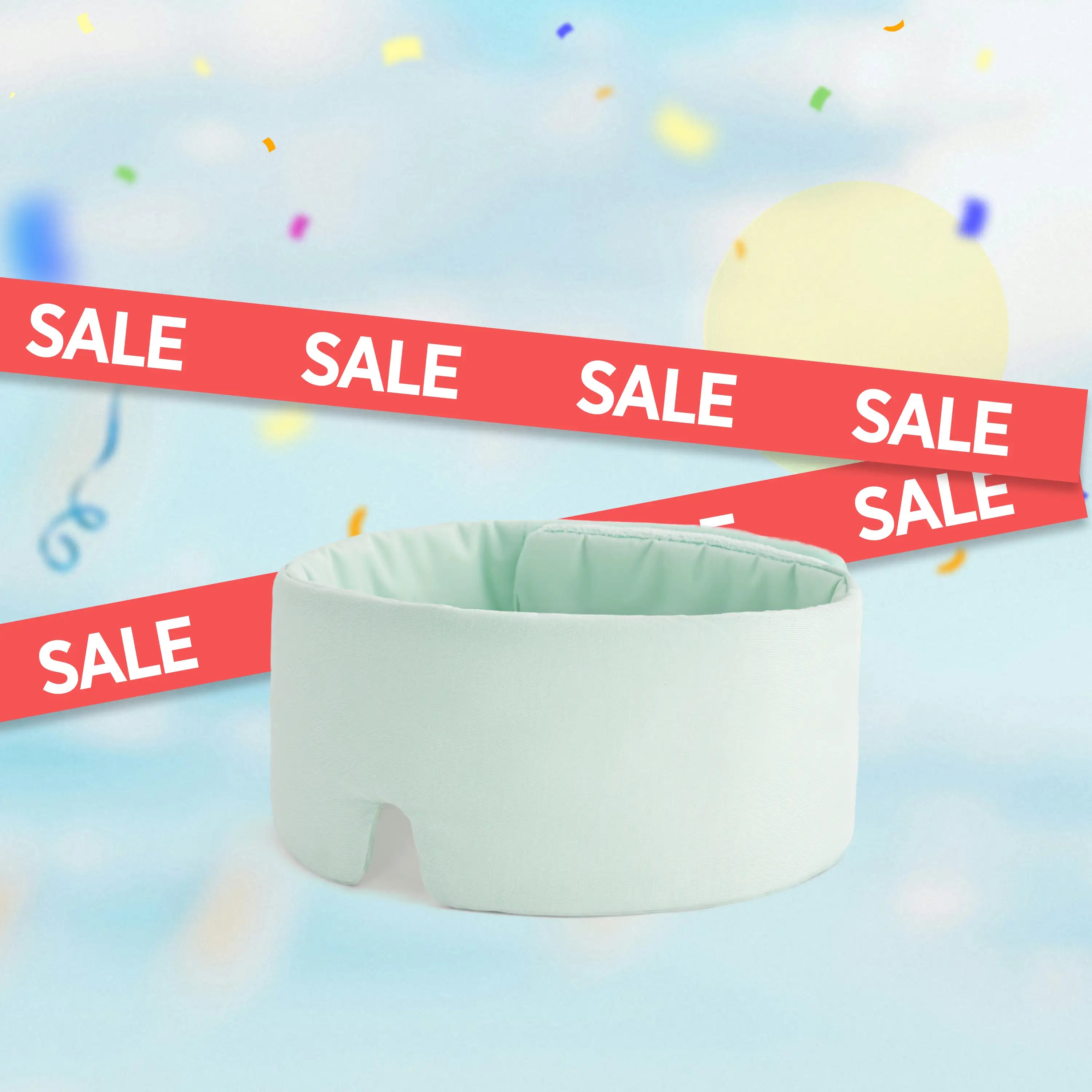 Light green pet bed with 'SALE' banners on a light blue background #color_mint-green