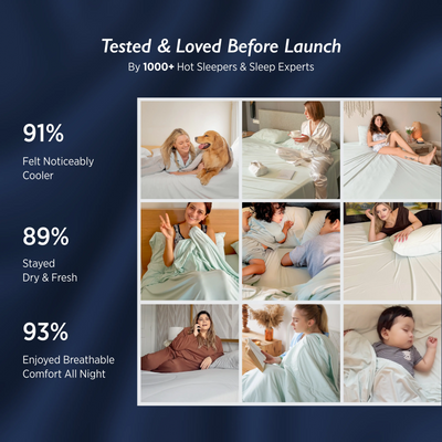 Breescape mint green cooling sheets bundle: 91% cooler, 89% dry, 93% breathable comfort.
