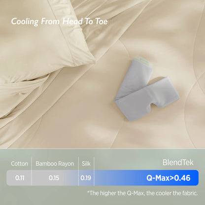 Textured fabric with cooling properties displayed on a beige background