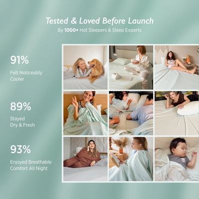 Breescape cooling comforter: 1000+ hot sleepers & menopause users confirm 91% cooler, 89% dry, 93% breathable mint green bedding.