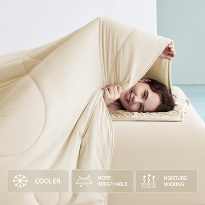 Ivory Breescape cooling comforter for hot sleepers: cooler, breathable, moisture-wicking.