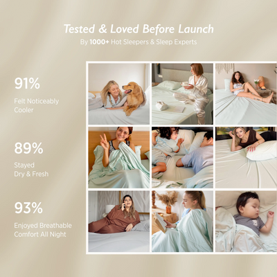 Breescape cooling sheets & eye mask bundle: mint green, 93% enjoyed breathable comfort via BlendTek™.
