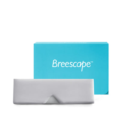 Breescape product packaging with a blue box and gray device on a white background 