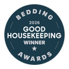 Breescape® Cooling Eye Mask Good Housekeeping Winner badge for bedding awards 2026 on a blue background