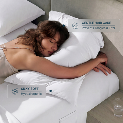 Breescape snow white cooling pillowcase: gentle hair care, silky soft comfort for hot sleepers.